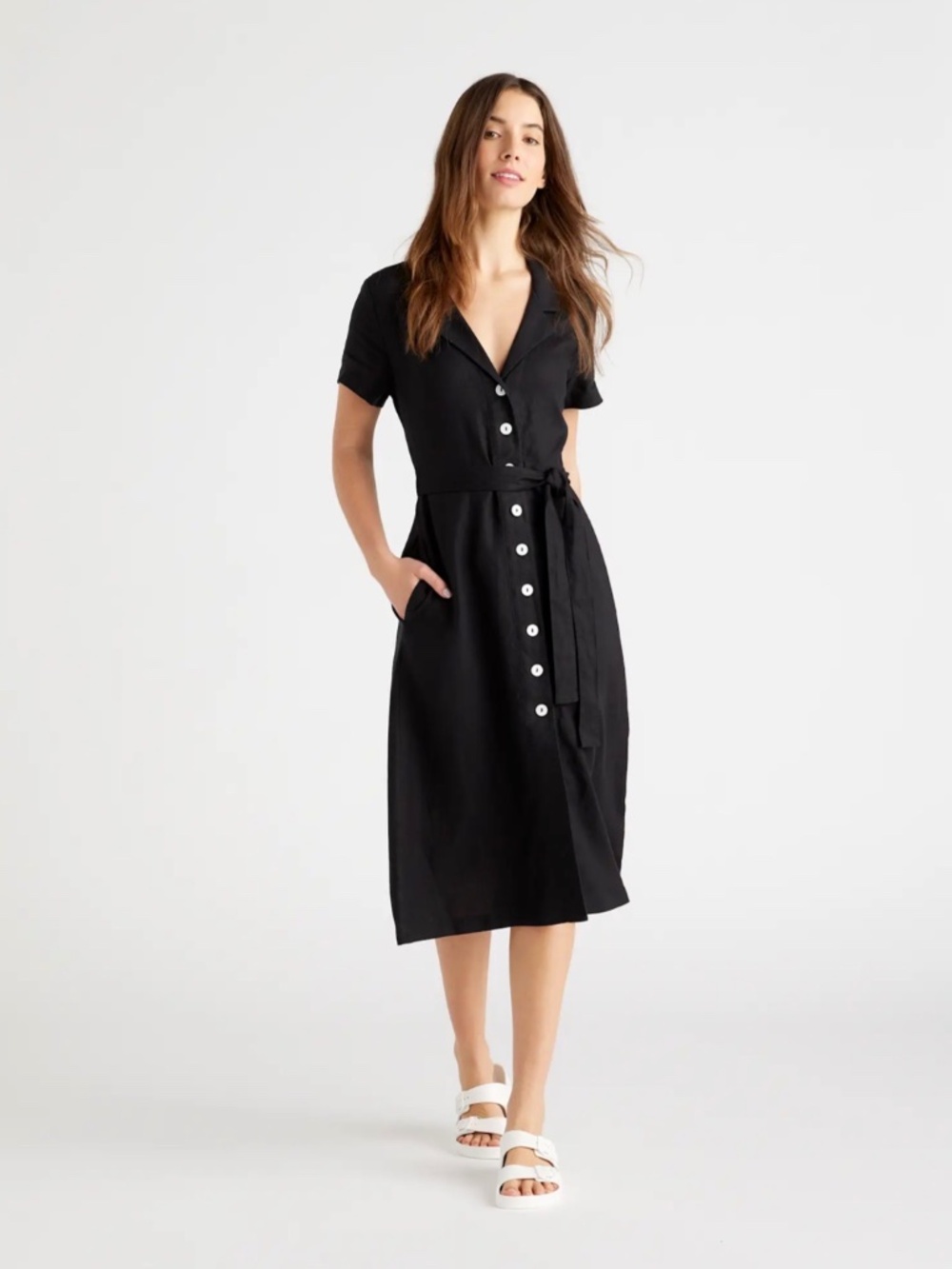 Quince 100% European Linen Button Front Dress